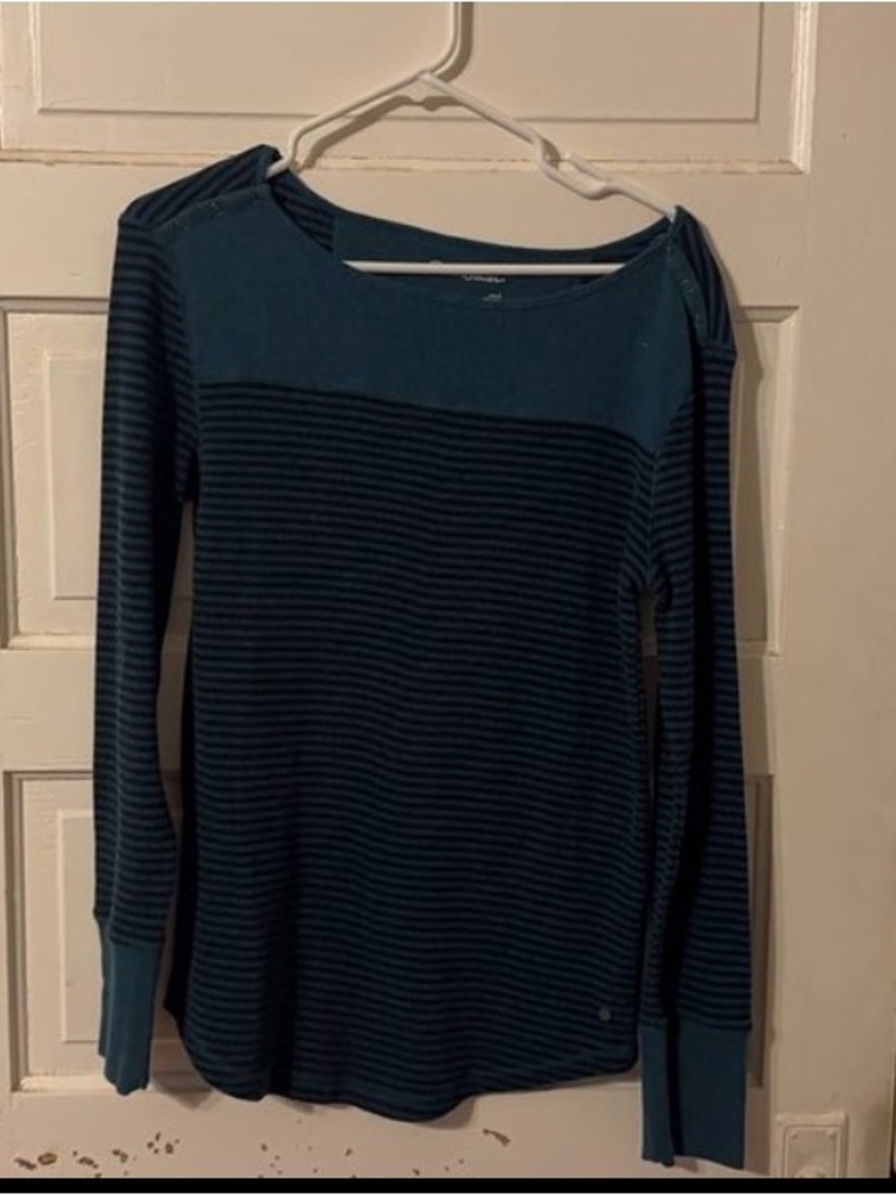 Eddie Bauer Teal & Navy Striped Boatneck Sweater